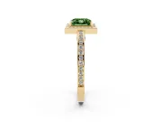 Princess Cut Sectioned Halo Engagement Ring Setting for a Fancy Green Lab-Grown Diamond | Yellow Gold