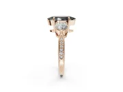 Marquise Three Stone Engagement Ring Setting for a Black Center | Tapered Pavé Band | Rose Gold