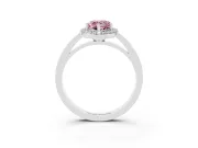 Fancy Pink Pear Cut Diamond Halo Ring Set in Silver with Solitaire Band and Prong Setting