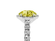 Round Halo Pavé Engagement Ring Setting for a Fancy Yellow Lab-Grown Diamond | Platinum