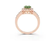 Oval Halo Engagement Ring Setting for a Fancy Green Lab-Grown Diamond | Pavé Band | Rose Gold