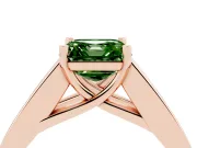 Fancy Green Asscher Cut Diamond Solitaire Ring Set in Rose gold with Channel-Set Accent Stones and Prong Setting
