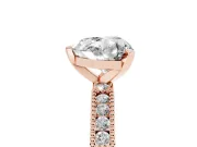 Heart Cut Diamond Solitaire Ring Set in Rose gold with Slim Pavé Band and Prong Setting