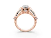 Radiant Cut Vintage Milgrain Hidden Halo Engagement Ring Setting | Channel-Set Shoulders | Rose Gold