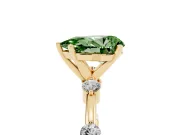 Pear-Shaped Bar Set Engagement Ring Setting for a Fancy Green Lab-Grown Diamond | Yellow Gold