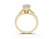 Round Pave Split Shank Engagement Ring Setting | Double Claw Prongs | Yellow Gold