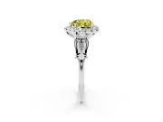 Fancy Yellow Heart Cut Diamond Halo Engagement Ring Set in Platinum with Filigree Band and Prong-Set Center