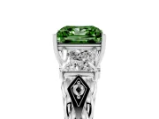 Fancy Green Princess Cut Diamond Three-Stone Ring Set in Silver with Braided Band