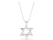Interlaced Star of David Pendant Necklace | Bevelled Edges | White Gold