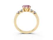 Heart-Shaped Five Stone Engagement Ring Setting for a Fancy Pink Lab-Grown Diamond | Yellow Gold