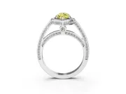 Fancy Yellow Marquise Cut Diamond Halo Pavé Split Shank Ring Set in Silver with Prong Setting