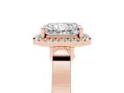 Radiant Cut Halo Engagement Ring Setting | Pavé Panel Shoulders | Rose Gold