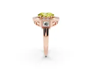 Fancy Yellow Oval Cut Diamond Milgrain Halo Ring Set in Rose gold with Split Shank