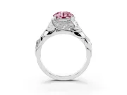 Round Leaf Bypass Engagement Ring Setting for a Fancy Pink Lab-Grown Diamond | Sterling Silver