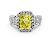 Radiant Cut Pavé Engagement Ring Setting for a Fancy Yellow Lab-Grown Diamond | Wide Three-Row Band | Sterling Silver