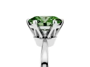 Fancy Green Oval Cut Diamond Solitaire Engagement Ring Set in Platinum with Slim Tapered Solitaire Band