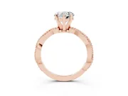 Heart-Shaped Twisted Solitaire Engagement Ring Setting | Beaded Twist Band | Rose Gold