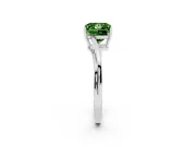 Fancy Green Princess Cut Diamond Solitaire Twist Band Ring Set in Platinum with Prong Setting