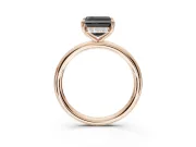Asscher Cut Hidden Halo Engagement Ring Setting for a Black Center | Thin Plain Band | Rose Gold