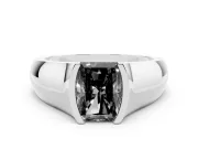 Radiant Cut Half Bezel Engagement Ring Setting for a Black Center | Wide Band | Sterling Silver