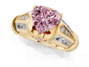 Heart-Shaped Vintage Milgrain Engagement Ring Setting for a Fancy Pink Lab-Grown Diamond | Hidden Halo | Yellow Gold