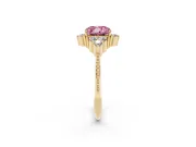 Cushion Cut Cluster Engagement Ring Setting for a Fancy Pink Lab-Grown Diamond | Yellow Gold