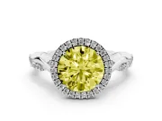Round Twist Halo Engagement Ring Setting for a Fancy Yellow Lab-Grown Diamond | Sterling Silver