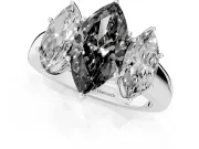 Marquise Three Stone Engagement Ring Setting for a Black Center | Touching Side Stones | Platinum
