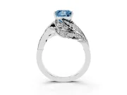 Fancy Blue Princess Cut Diamond Solitaire Ring Set in Silver with Layered Twist Pavé Band