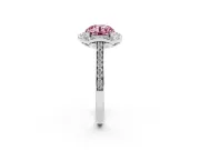 Round Halo Engagement Ring Setting for a Fancy Pink Lab-Grown Diamond | Petal Tips | Platinum