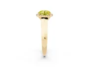 Fancy Yellow Round Cut Diamond Halo Ring Set in Yellow gold with Cathedral Band and Prong Setting