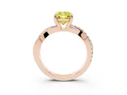 Fancy Yellow Cushion Cut Diamond Twist Band Solitaire Set in Rose gold with Pavé Accents and Prong Setting