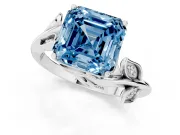 Asscher Cut Twisted Bypass Engagement Ring Setting for a Fancy Blue Lab-Grown Diamond | Platinum