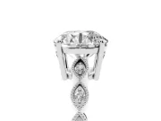 Round Cut Diamond Solitaire Ring Set in Silver with Infinity Twist Pavé Band