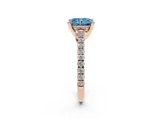 Radiant Cut Hidden Halo Pave Engagement Ring Setting for a Fancy Blue Lab-Grown Diamond | Claw Prongs | Rose Gold