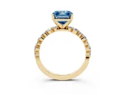 Asscher Cut Pavé Solitaire Engagement Ring Setting for a Fancy Blue Lab-Grown Diamond | Yellow Gold