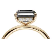 Asscher Cut Hidden Halo Engagement Ring Setting for a Black Center | Thin Plain Band | Yellow Gold