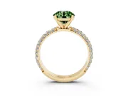 Round Domed Pavé Engagement Ring Setting for a Fancy Green Lab-Grown Diamond | Yellow Gold