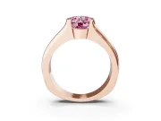 Round Half Bezel Engagement Ring Setting for a Fancy Pink Lab-Grown Diamond | Wide Band | Rose Gold