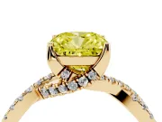 Cushion Cut Twisted Pave Engagement Ring Setting for a Fancy Yellow Lab-Grown Diamond | Split Shank | Yellow Gold