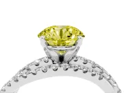 Fancy Yellow Round Cut Diamond Solitaire Twist Band Ring Set in Silver with Pavé Setting and Prong Head