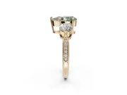 Pear-Shaped Three Stone Engagement Ring Setting for a Fancy Green Lab-Grown Diamond | Tapered Pave Band | Yellow Gold