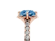 Cushion Cut Floral Petal Engagement Ring Setting for a Fancy Blue Lab-Grown Diamond | Petal Accents | Rose Gold