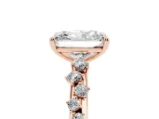 Radiant Cut Diamond Cluster Solitaire Ring Set in Rose gold with Prong Setting