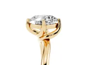 Cushion Cut Diamond Solitaire Engagement Ring Set in Yellow gold with Classic Plain Band