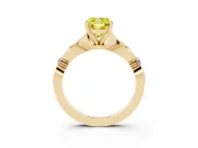 Cushion Cut Floral Engagement Ring Setting for a Fancy Yellow Lab-Grown Diamond | Yellow Gold