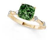 Cushion Cut Bar Set Engagement Ring Setting for a Fancy Green Lab-Grown Diamond | Yellow Gold