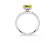 Fancy Yellow Asscher Cut Diamond Pavé Band Ring Set in White gold with Prong-Set Center Stone