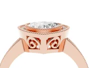Heart Cut Diamond Round Halo Ring Set in Rose gold with Pavé Band