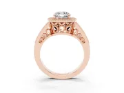 Cushion Cut Vintage Milgrain Halo Engagement Ring Setting | Pave Split Shank | Rose Gold